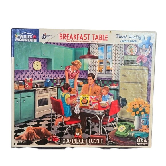 White Mountain General Mills Breakfast Table #1675 1000 Piece Jigsaw Puzzle Food - Picture 1 of 6